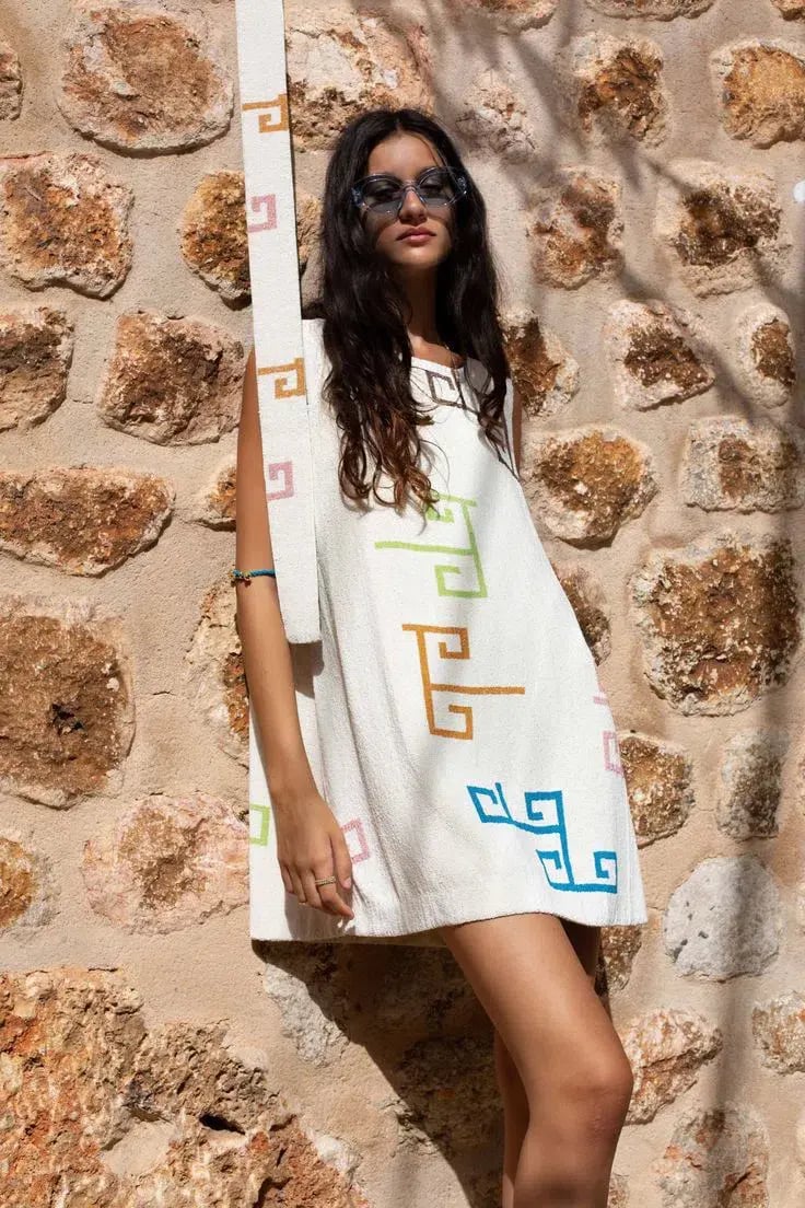 Lucy Folk Eos Beaded Swing Mini Dress with Belt Ecru Cream Size M / AU 10 photo 3