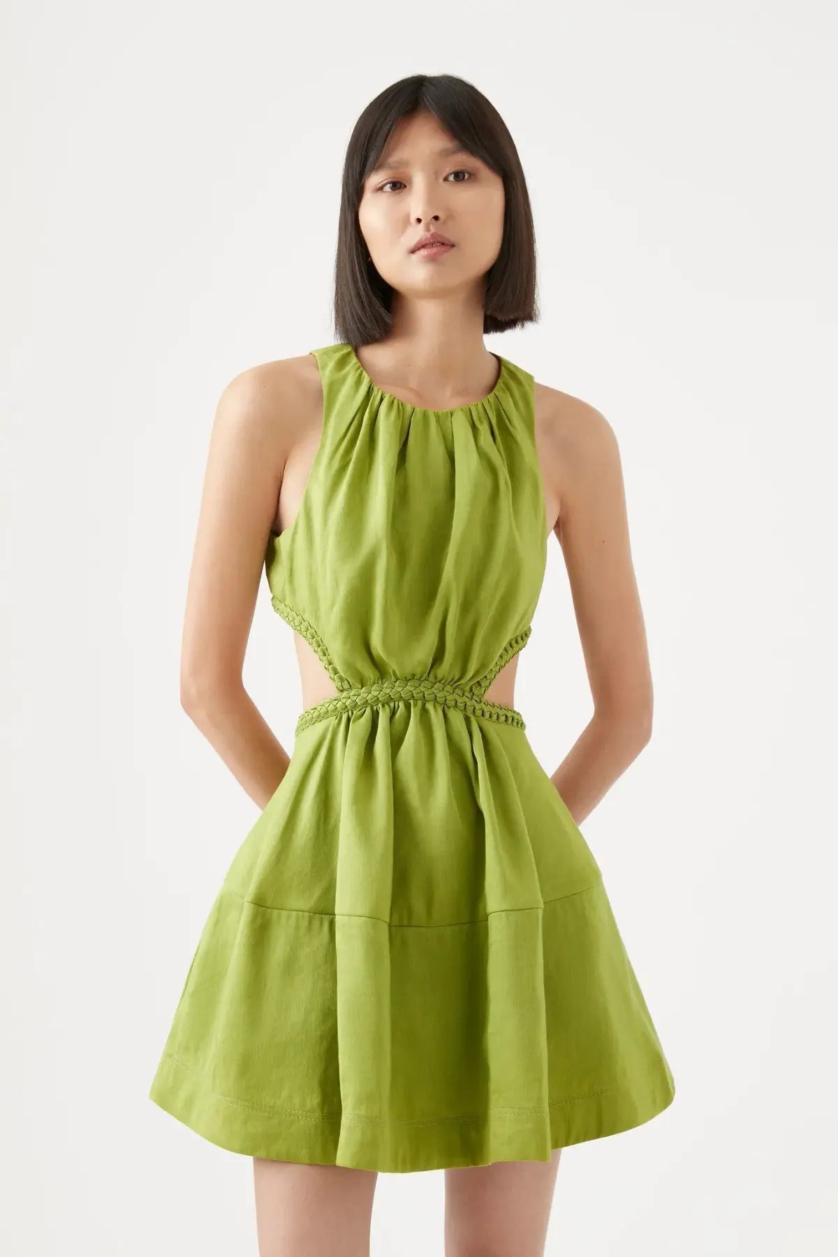 Aje Voyage Cut Out Mini Dress Verdant Green Size 8 photo 2