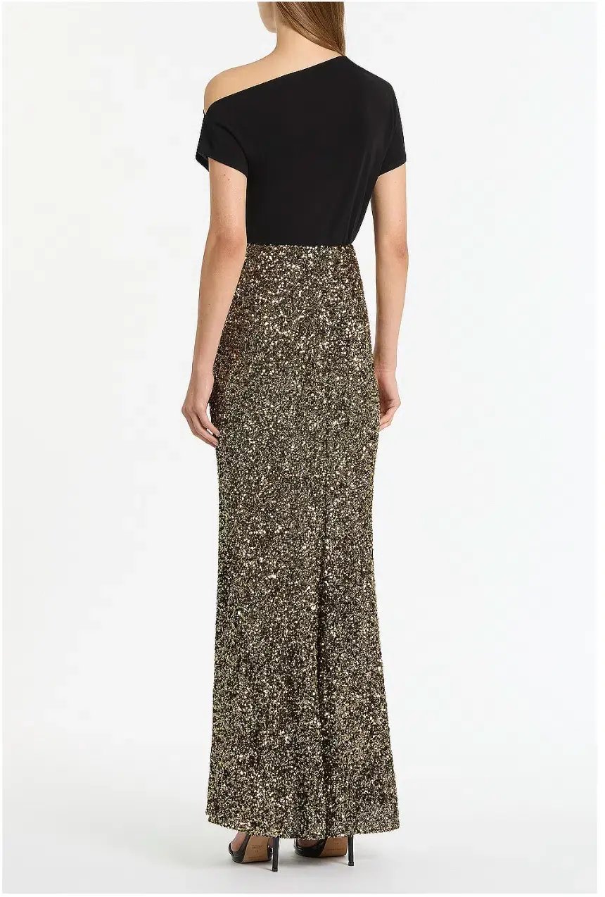 Carla Zampatti Bronze Crushed Sequin Column Skirt Size AU 12 photo 2