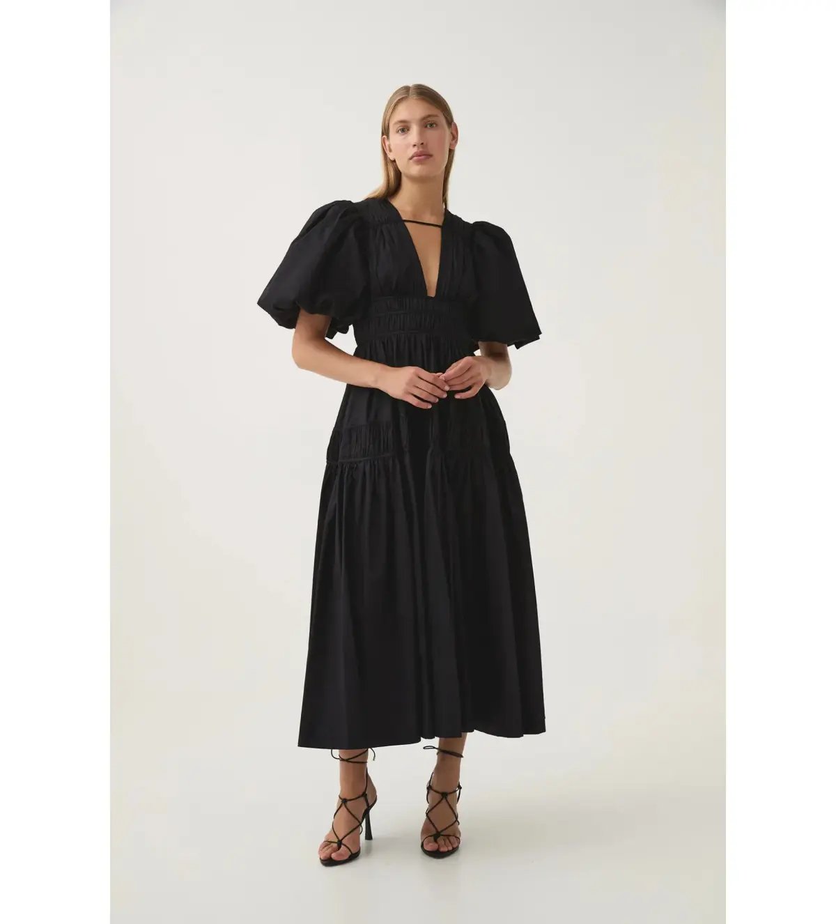 Aje Fallingwater Ruched Midi Dress in Black Size S / AU 8 photo 2