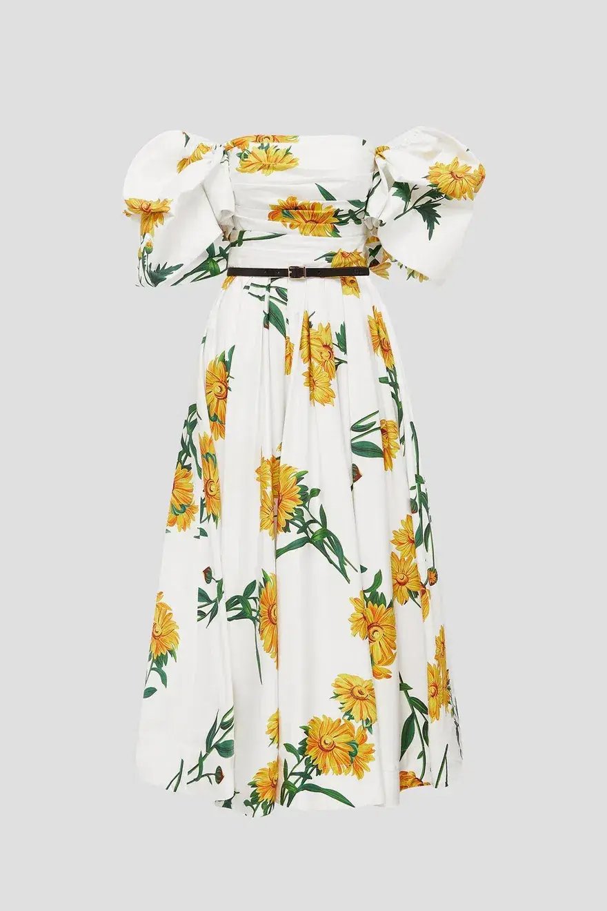 Leo Lin Marguerite Blanche Puff Dress Blanche Print Size 6 photo 4