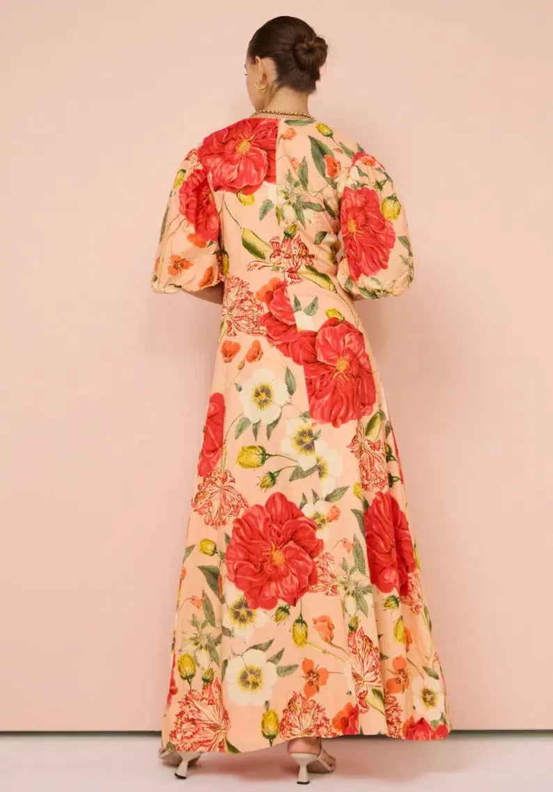 By Nicola Bolero Maxi Gathered Neckline Dress In Raspberry Punch Floral Size AU 8 photo 4