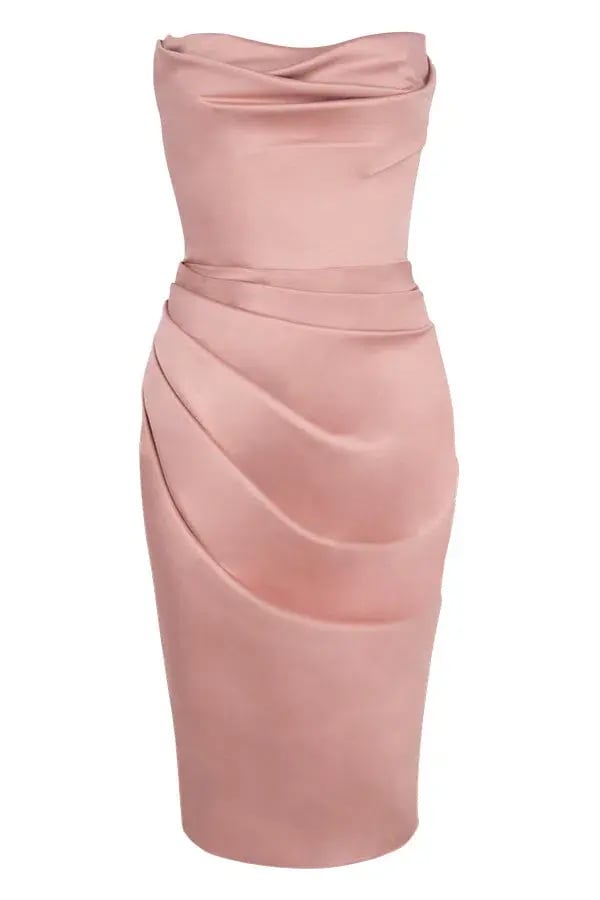 House of CB Emilia Satin Strapless Corset Dress Blush Size M / AU 10 photo 9