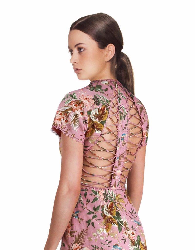 Zimmermann Tropicale Lattice Mini Dress Pink Floral Size 0 / AU 8 photo 14
