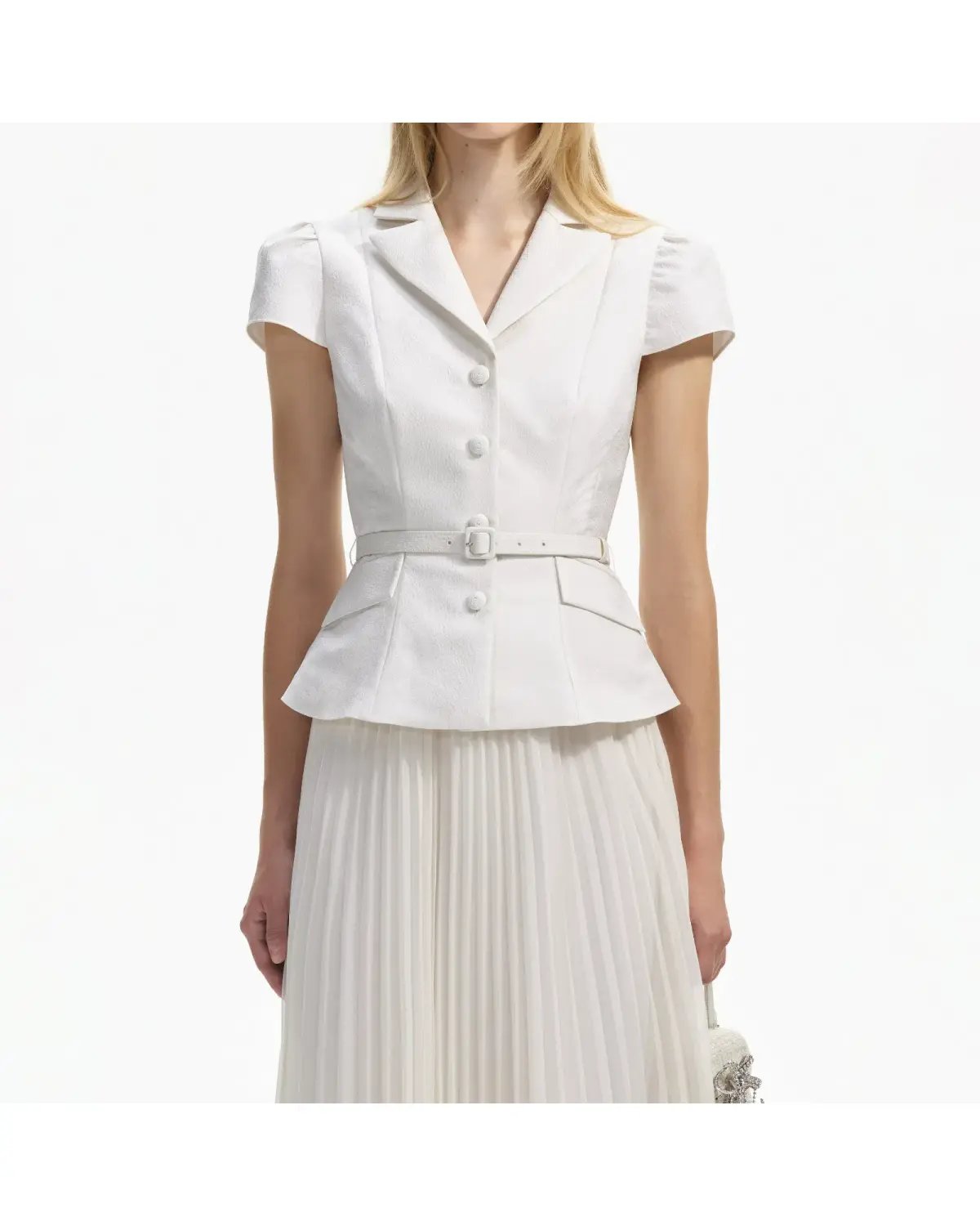 Self Portrait Textured Midi Dress White Size AU 8 photo 2