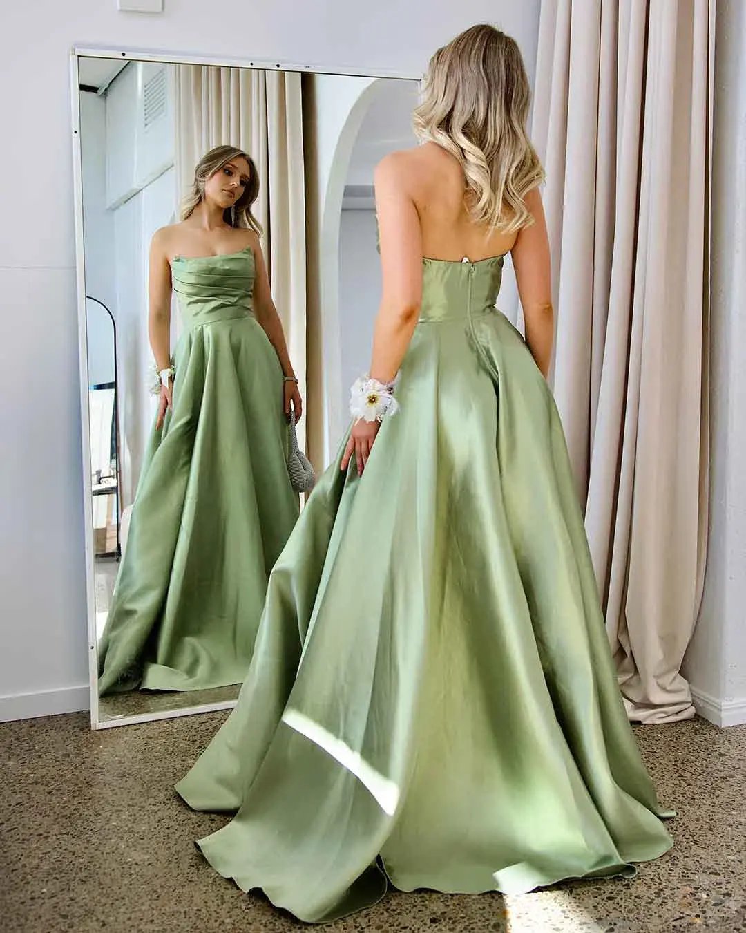 Nicoletta Paola Strapless Gown Pistachio Size 10 photo 2