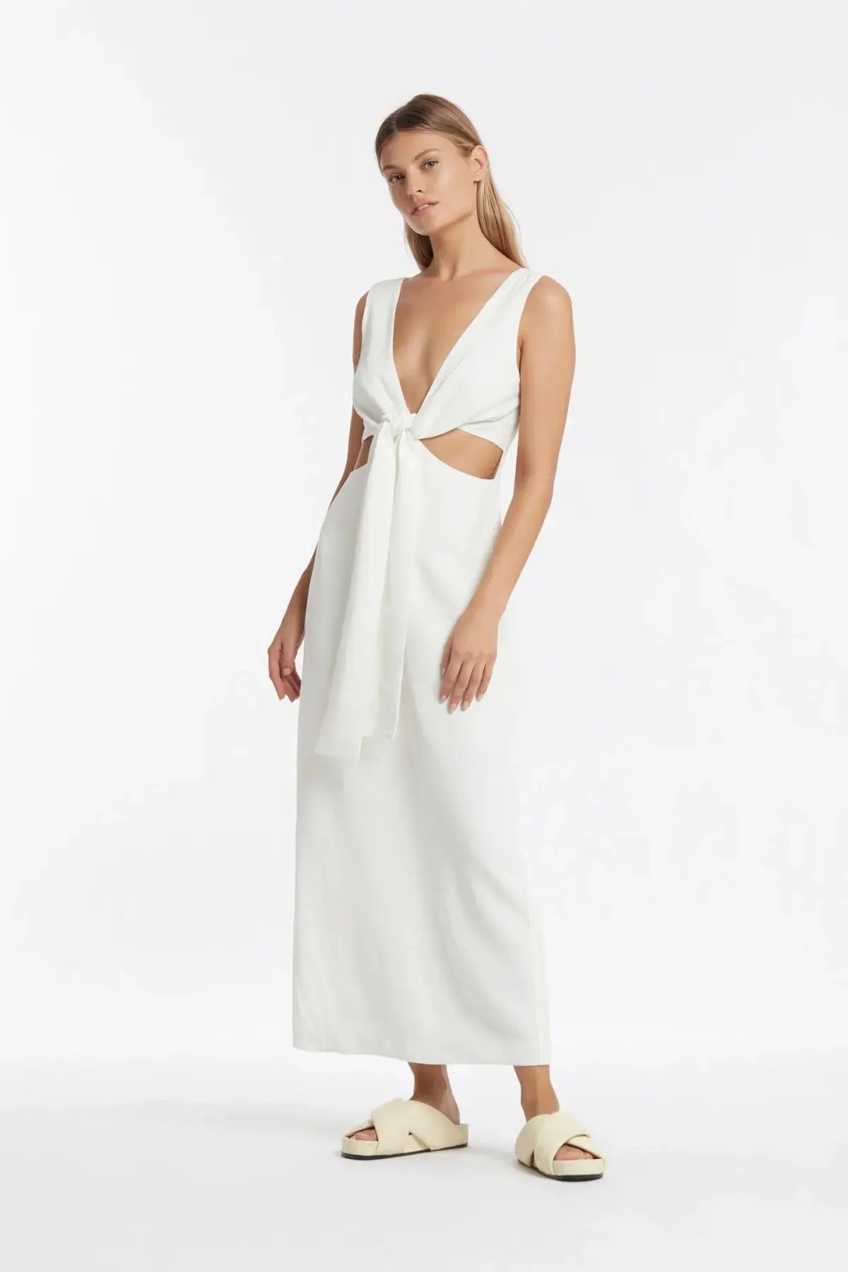 Sir the Label Clemence V Neck Dress White Size AU 10 photo 2