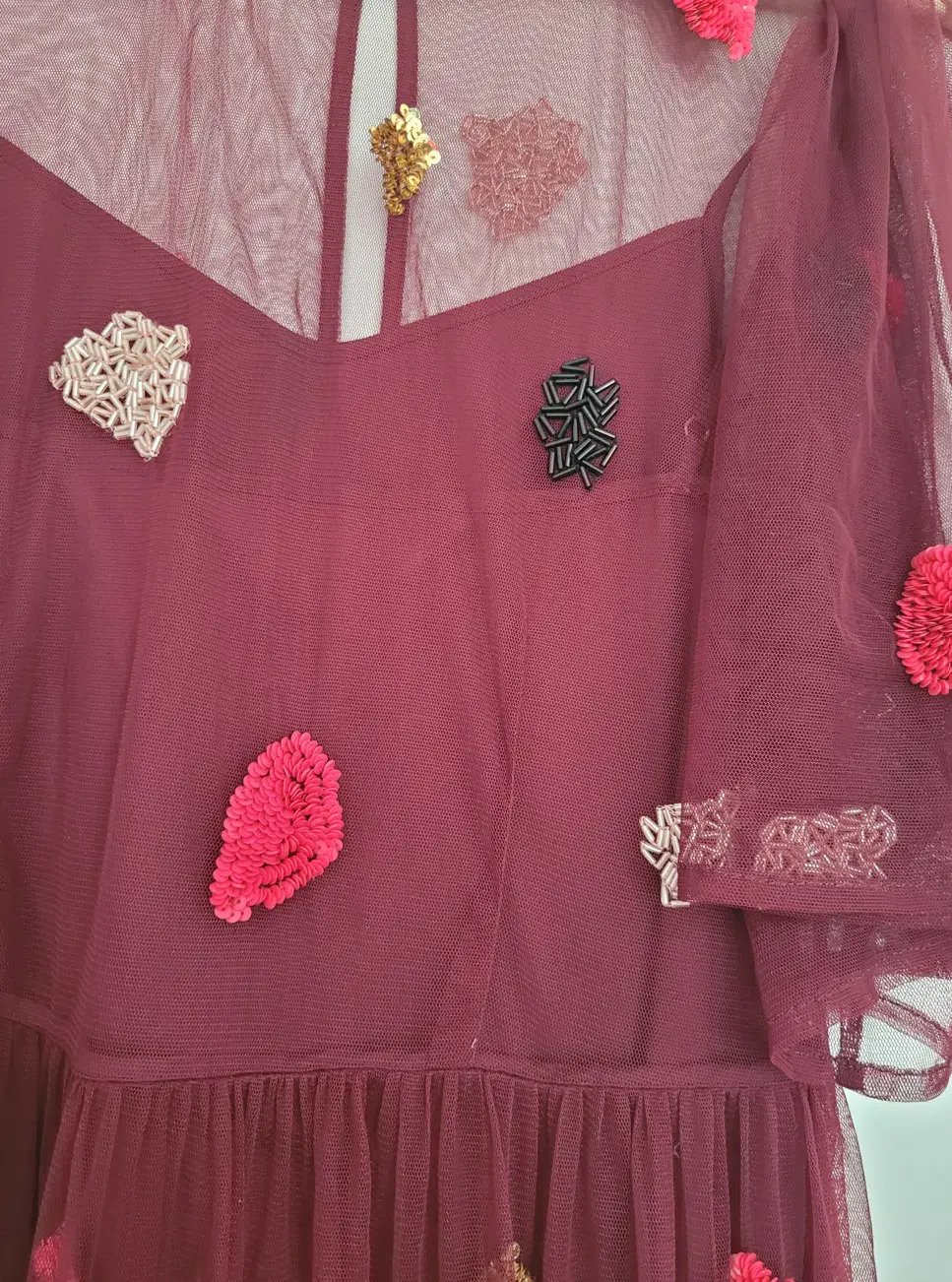 Gorman Claire Embellished Dress Red Beaded Size 8 photo 4