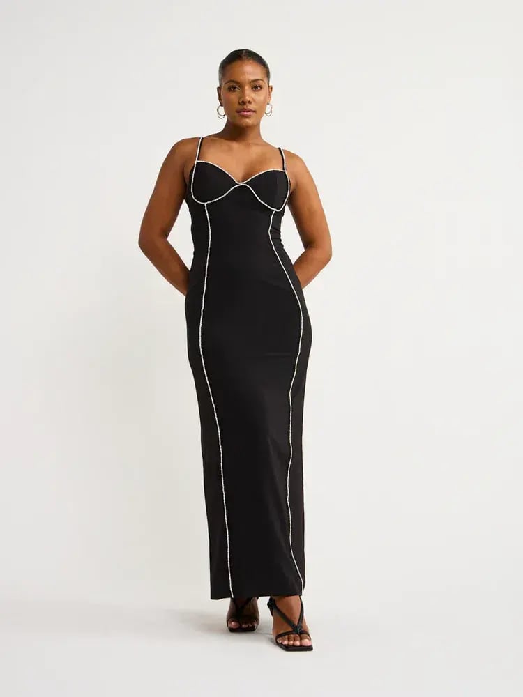 By Johnny Femmina Diamond Pipe Midi Dress Black Size 8 photo 5