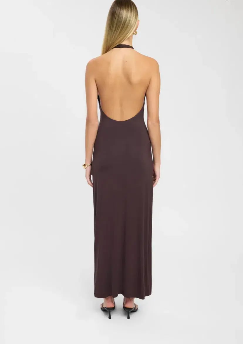 Kookai Paloma Maxi Dress in Dark Mahogany Brown Size AU 8 photo 3