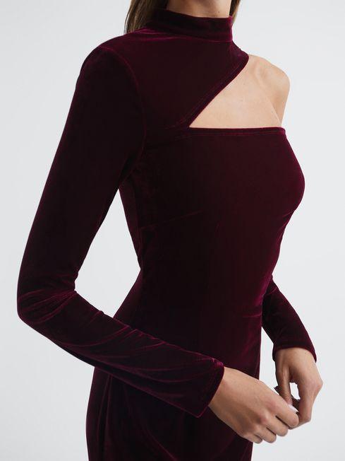 Reiss Tatiana Velvet Cut-out Shoulder Dress Black Size AU 6 photo 3
