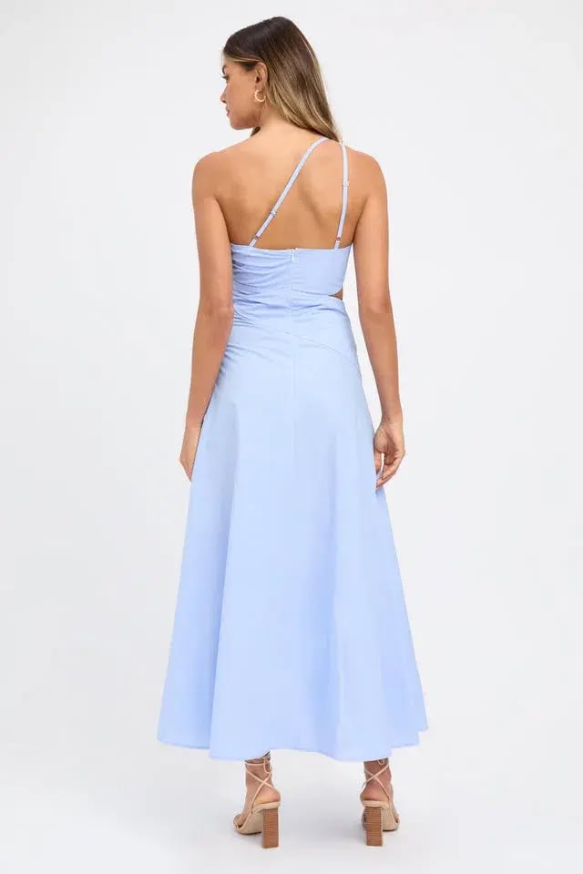 Kookai Poplin One Shoulder Dress Serenity Blue Size 8 AU photo 2