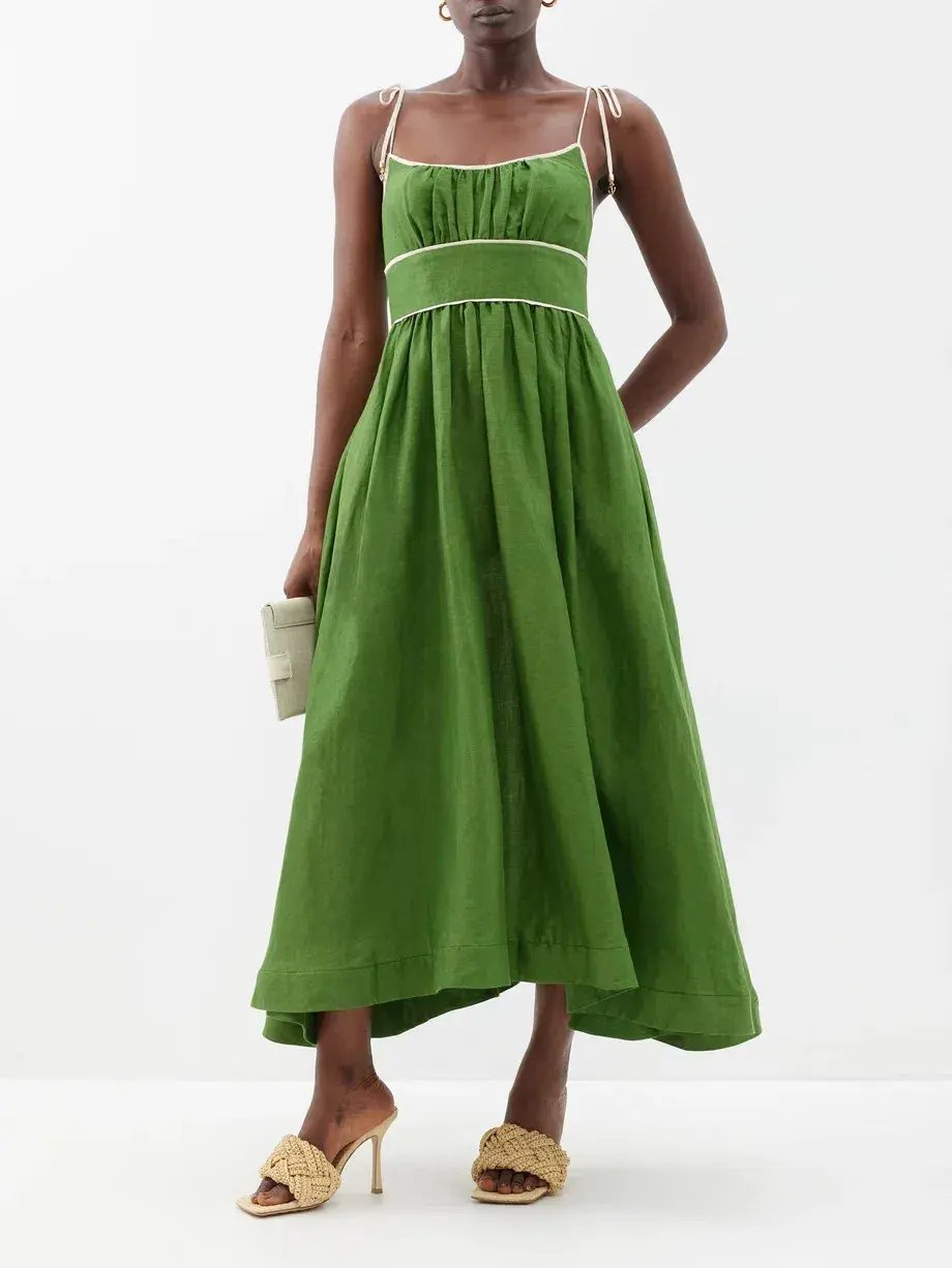 Zimmermann Alight Picnic Midi Dress Dark Green Size 1 photo 2