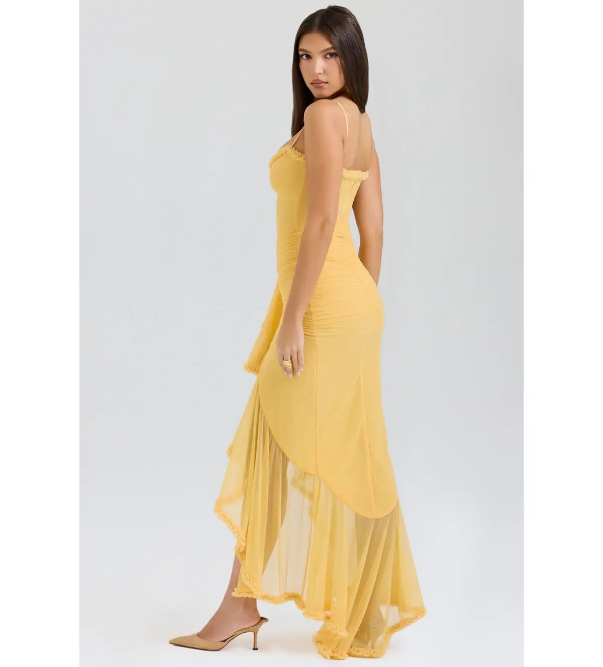 House of CB Gabbi Ruffled Front Gown Apricot Size M / AU 10 photo 5