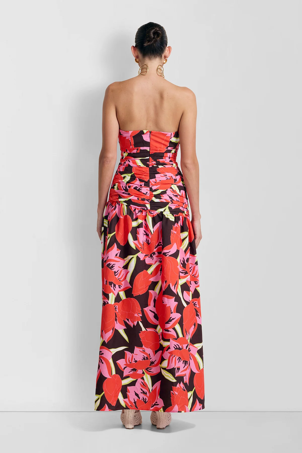 THE WOLF GANG DOLCIE STRAPLESS MAXI DRESS - ROJO PRINT photo 8