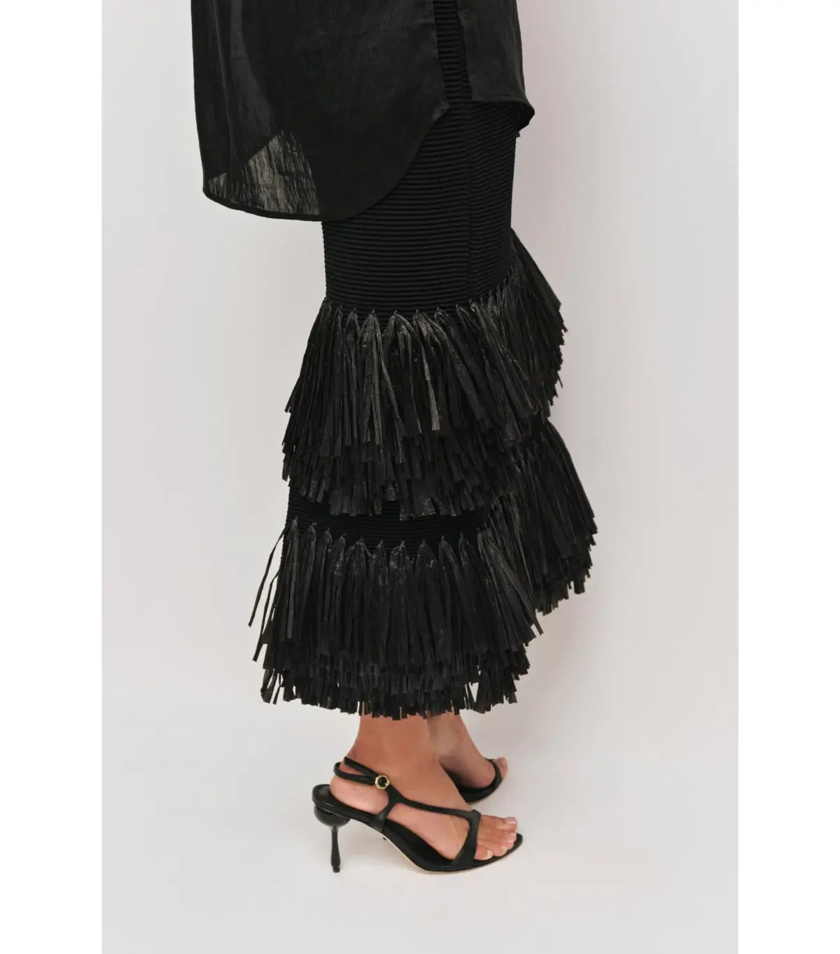 Aje Agave Knit Top and Agave Knit Raffia Midi Skirt Set Black Size 16 photo 4
