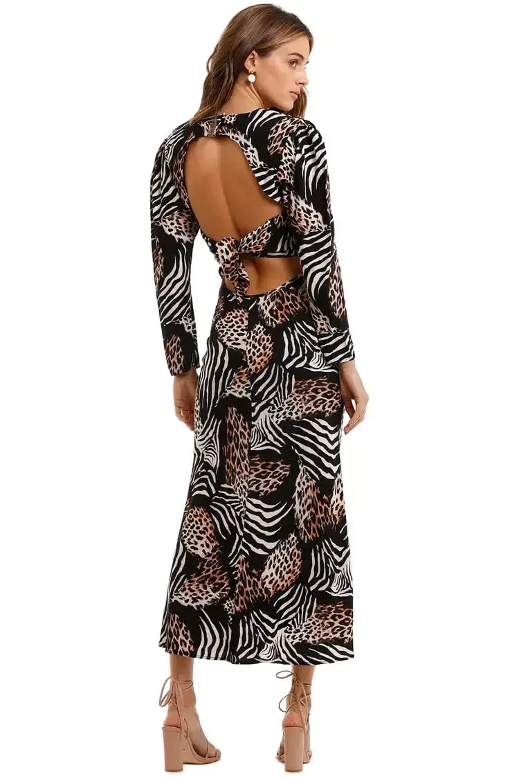 Rixo London Animal Kingdom Midi Dress Print Size 10 photo 3