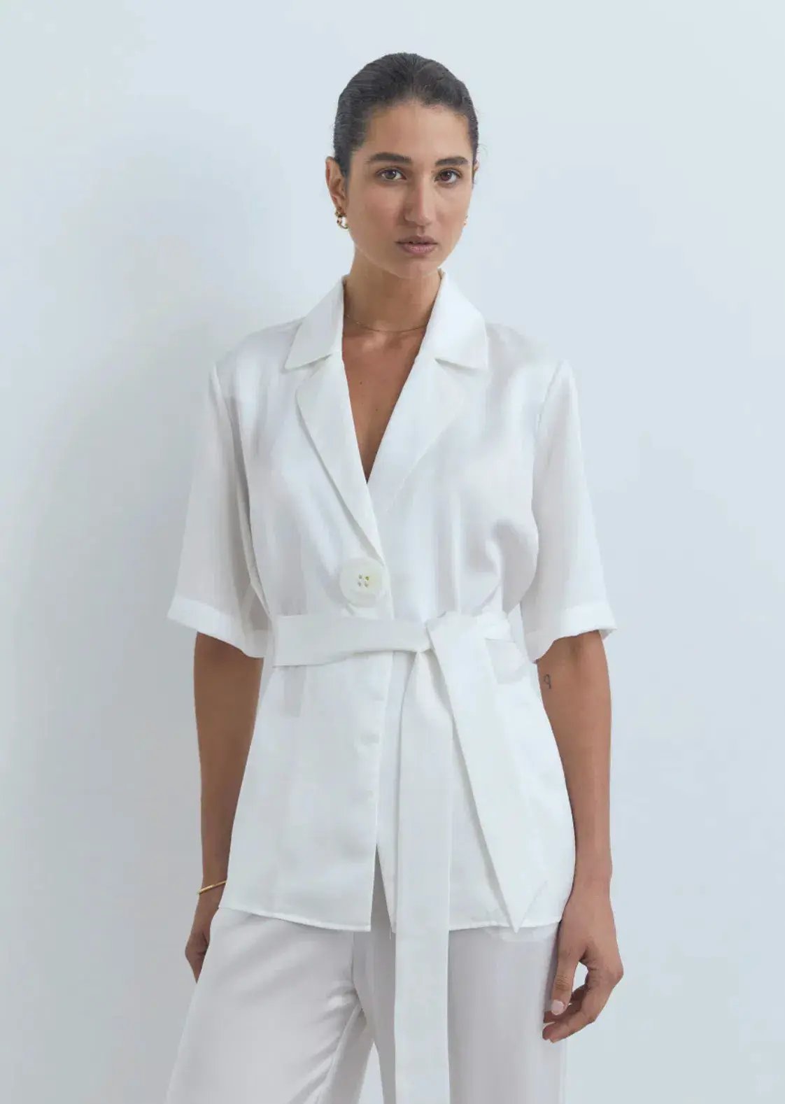 Viktoria And Woods Chorus Shirt And Pilot Pant Set Ivory White Size 14 photo 2