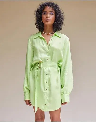 Suboo Sky Mini Shirt Dress in Green Size 12 photo 4