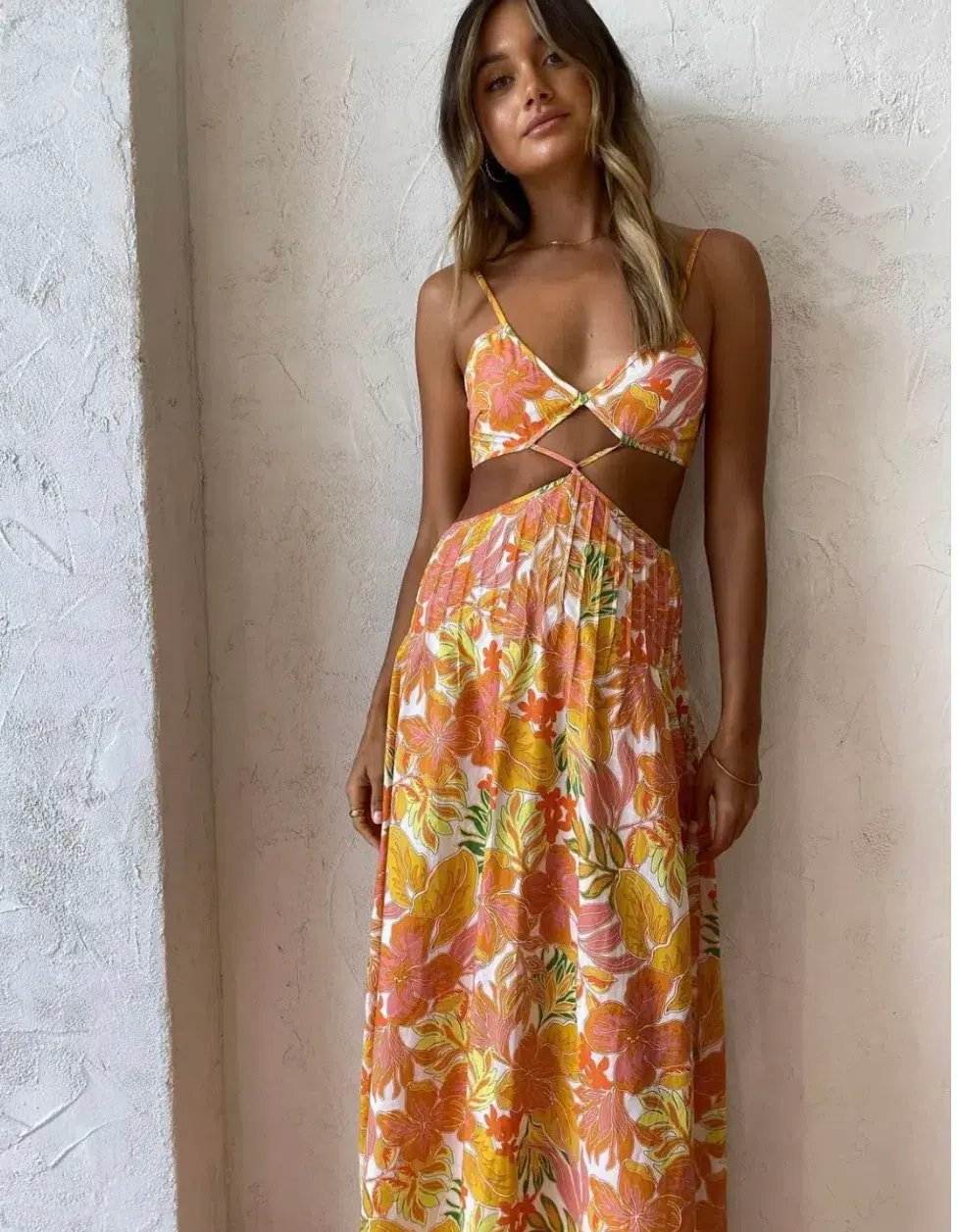 Issy Citrus Maxi Dress in Aloha Print Size 6 photo 2