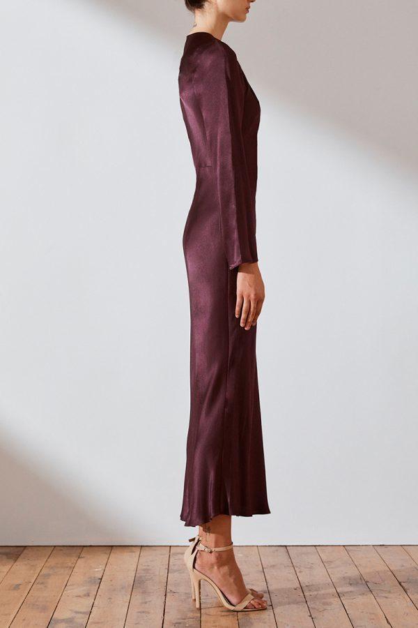 Shona Joy Morrison Long Sleeve Bias Midi Dress Burgundy Size 8 / AU 8 photo 4