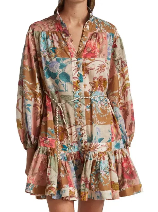 Zimmermann Cassia Drop Waist Mini Dress Print Size 8 photo 2