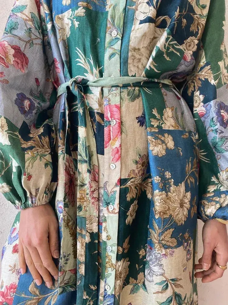 Alemais Loretta Patchwork Shirtdress In Sage Floral Size 16 photo 7