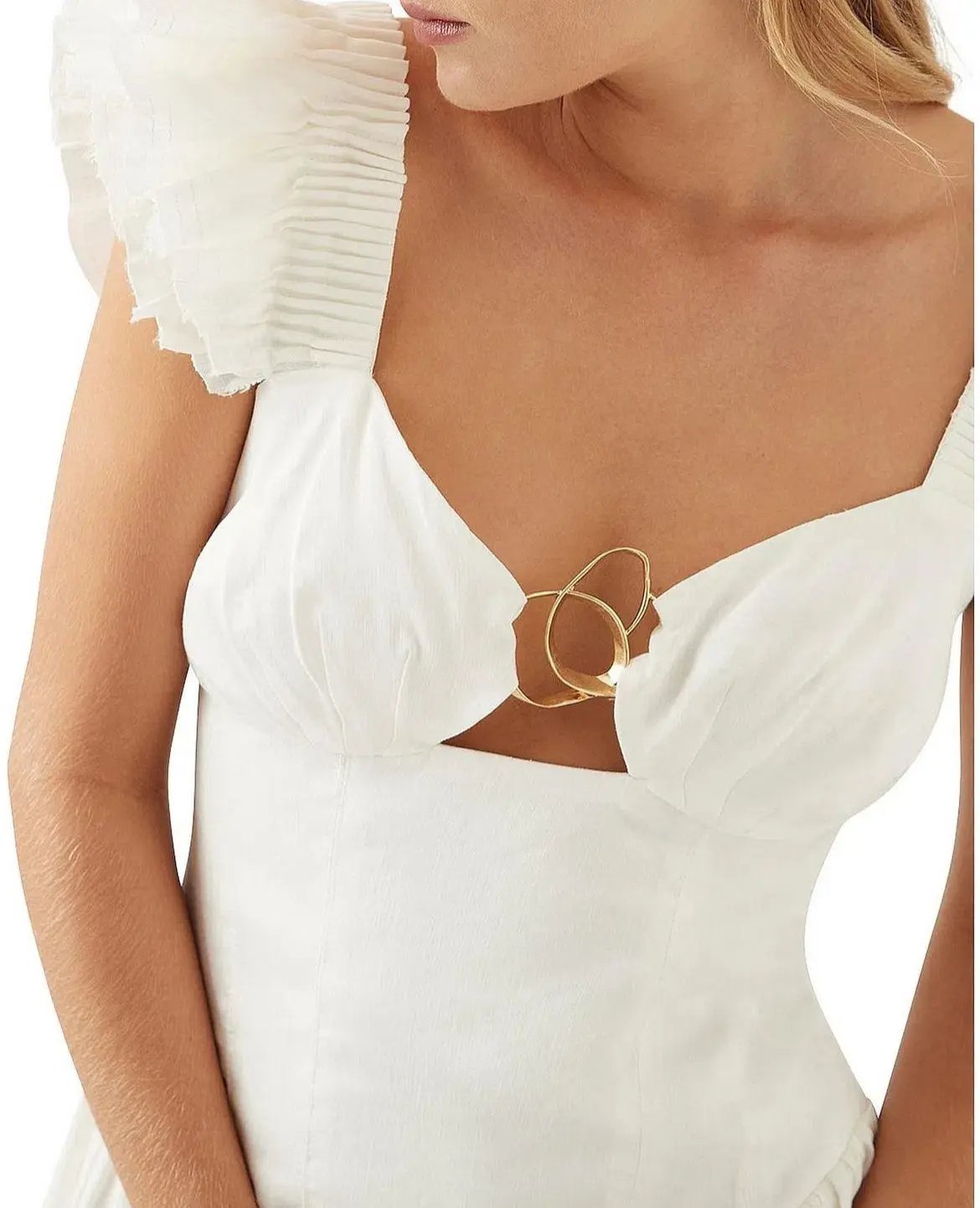 Aje Simone Frill Sleeve Mini Dress Ivory Size 16 photo 3