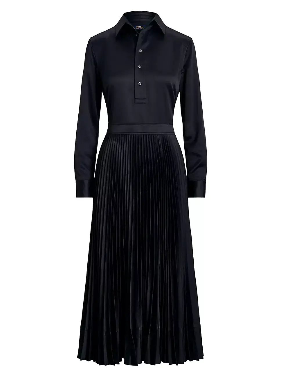 Polo Ralph Lauren Koa Charmeuse Pleated Shirtdress Navy Size S/Au 6 photo 4