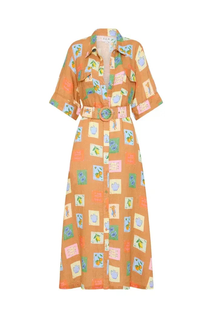 Palm Noosa Souvenir Dress Brown Emblem Size 14 photo 3