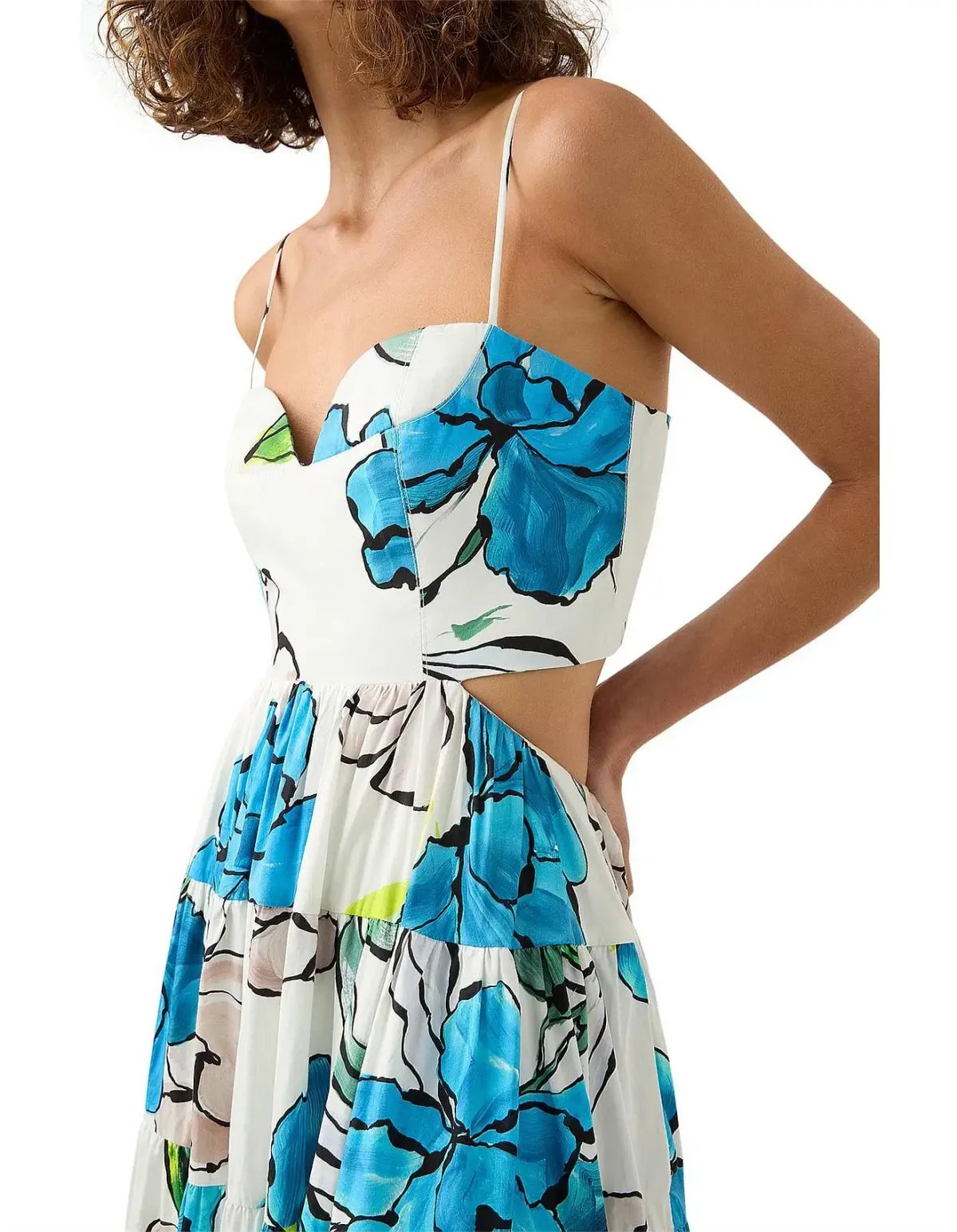 Aje Botanical Tiered Maxi Dress Cool Camelia Blue Floral Size AU 8 photo 4