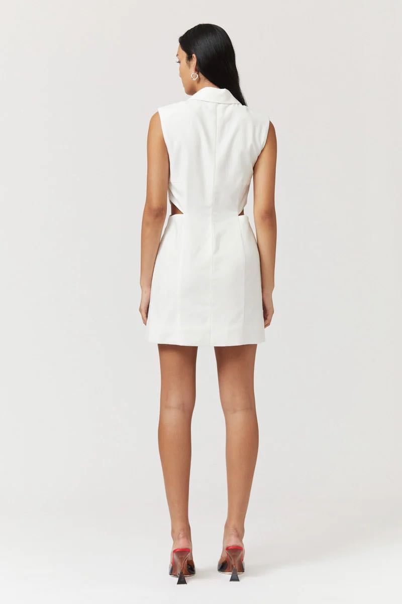 SUBOO SKYLAR PANELLED MINI DRESS - WHITE photo 3