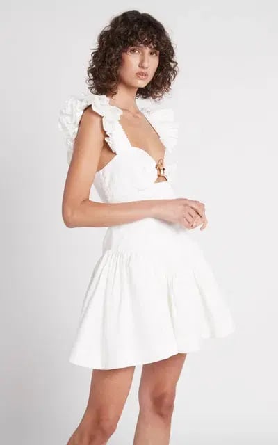 Aje Simone Frill Sleeve Mini Dress Ivory Size XS / AU 6 photo 2