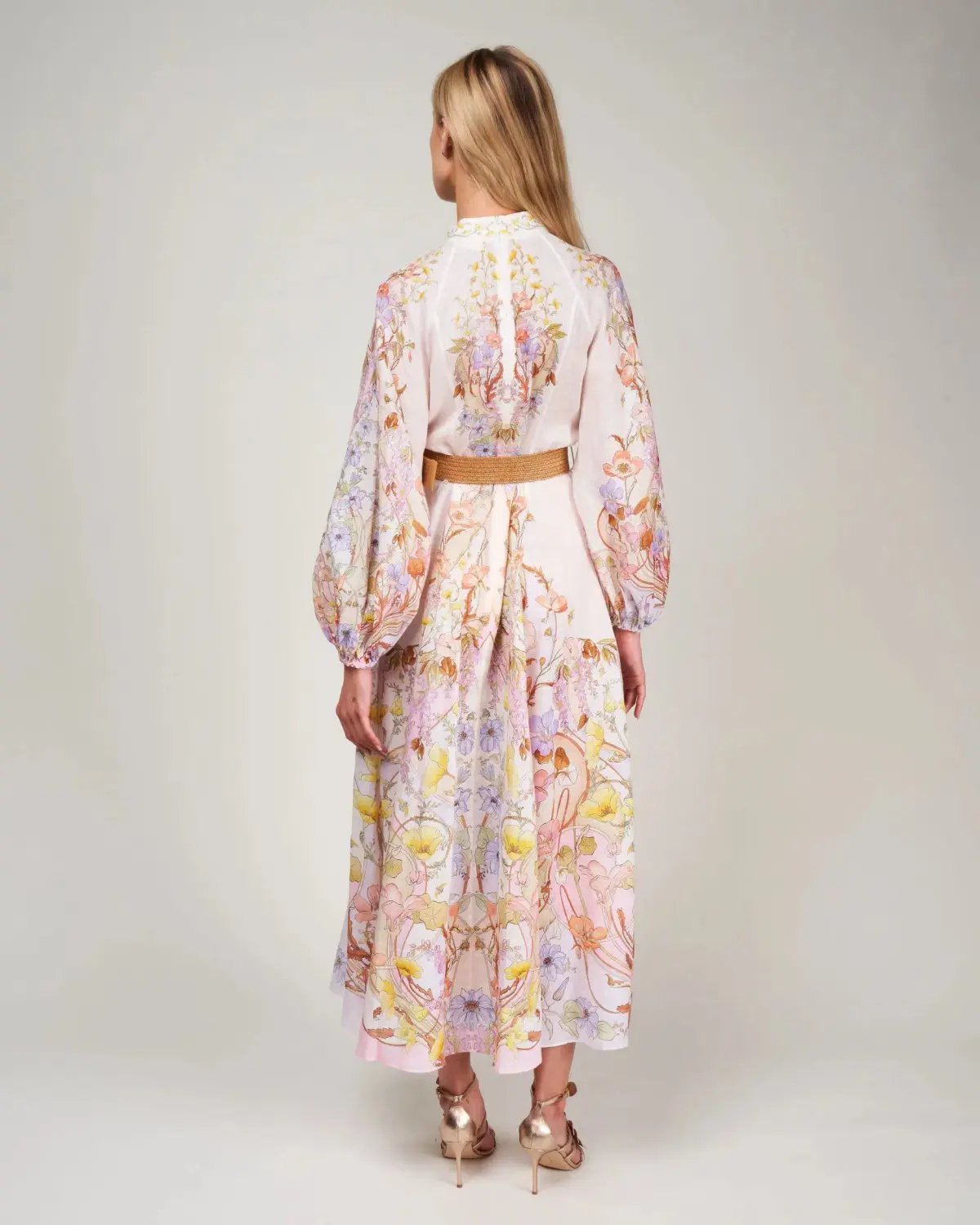 Zimmermann Jeannie Billow Long Dress Floral Swirl Size 1 / AU 10 photo 2