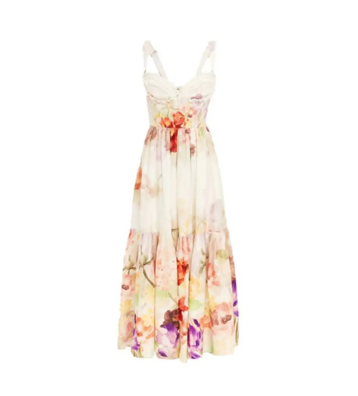 Leo Lin Rose Bustier Midi Dress Cascade Print Size AU 10 photo 8