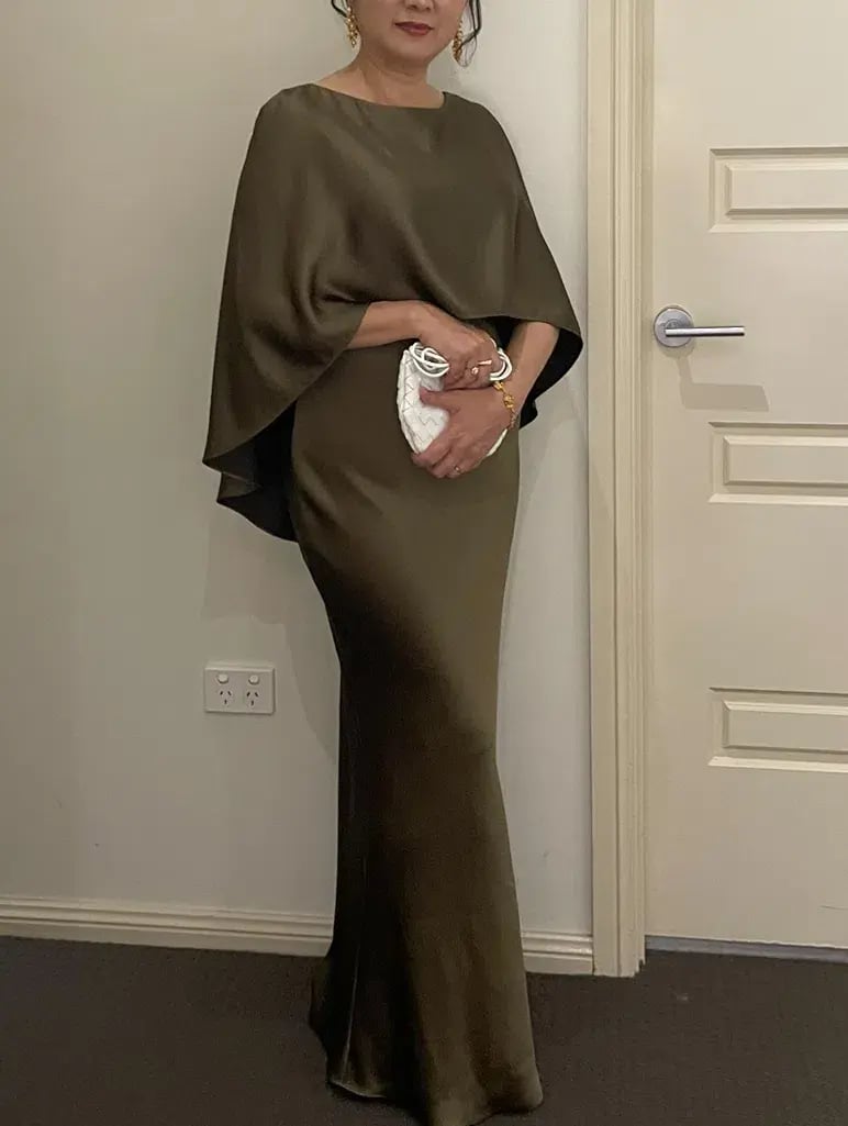 Carla Zampatti Moss Satin Cape Dress Size 12 photo 4
