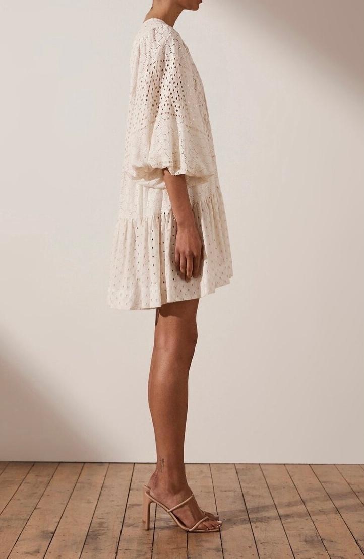 Shona Joy Vivienne Balloon Tiered Mini Dress White Size 8 photo 3