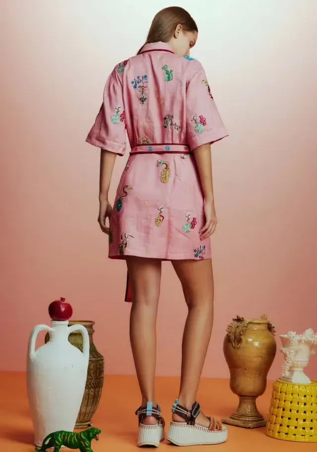 Alemais Timmy Embroidered Mini Dress Pink Size 10 AU photo 2