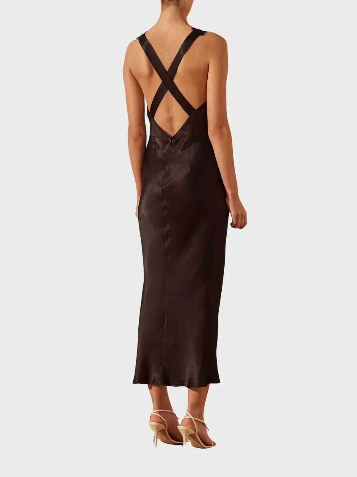 Shona Joy Camille Lace Cross Back Midi Dress Black Size 8 photo 4