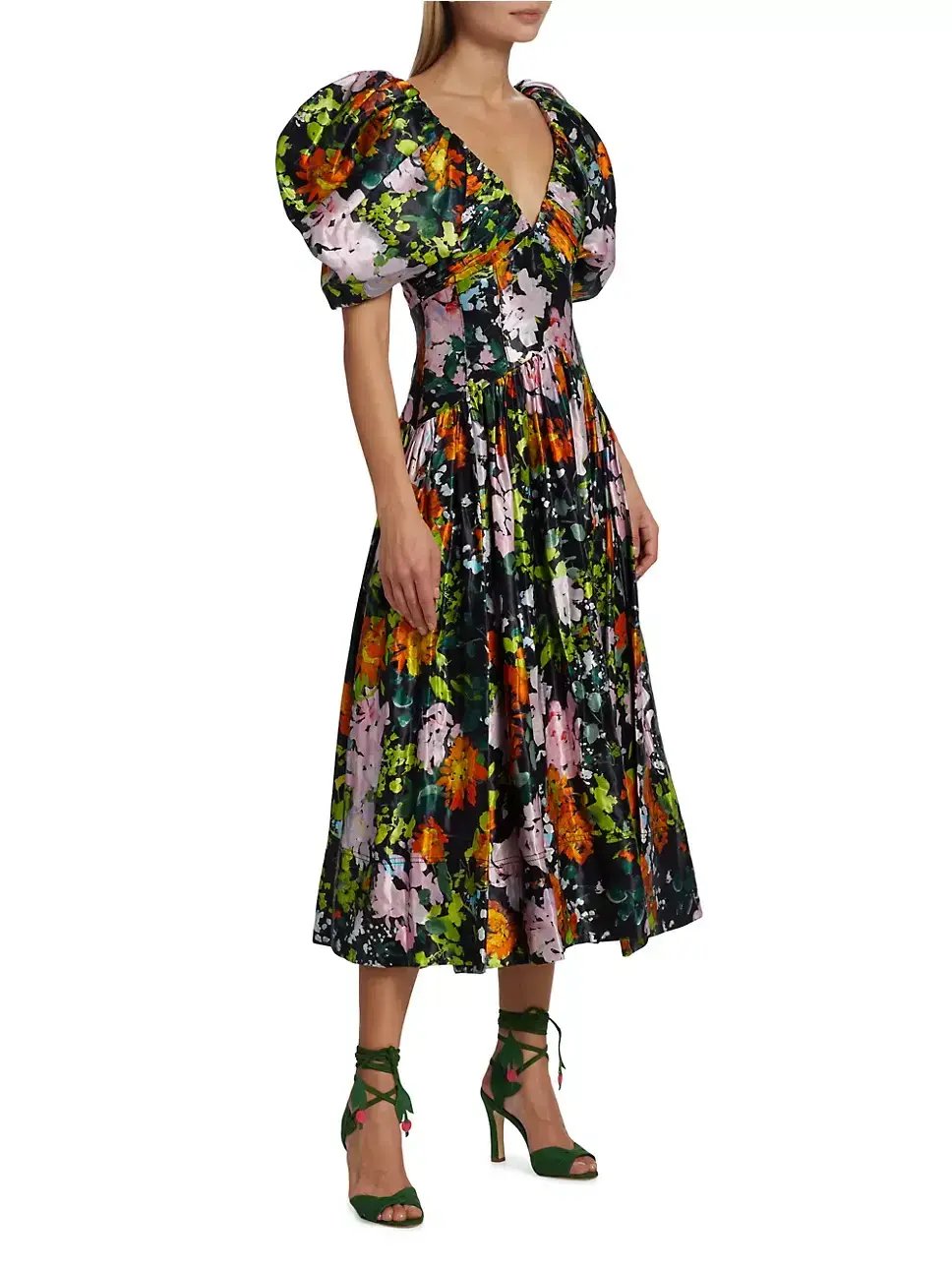 Aje Gabrielle Plunge Midi Dress Midnight Floral Size 8 photo 4