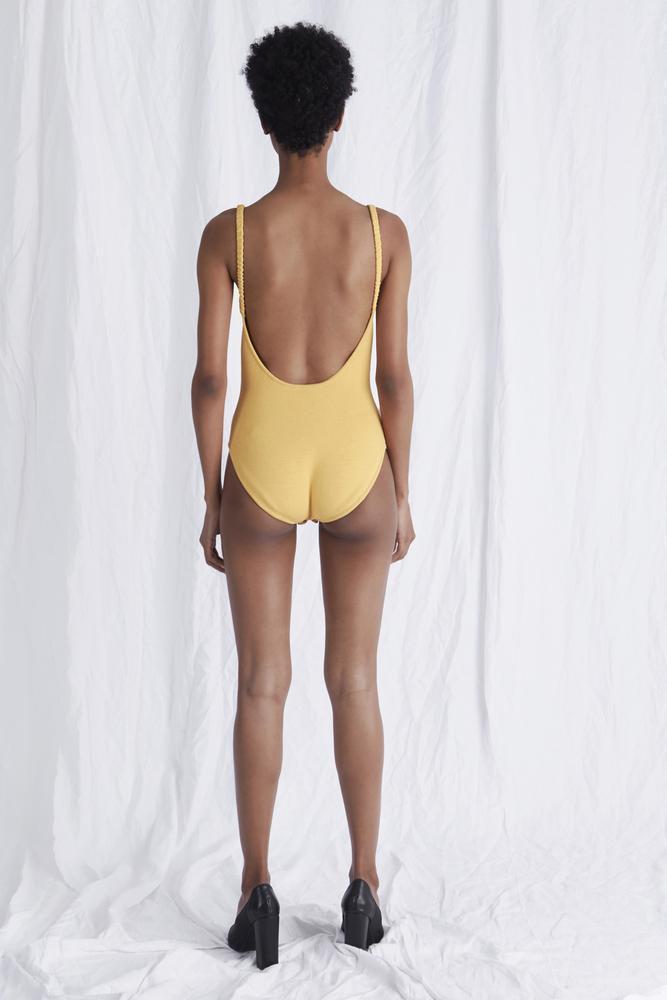 Aje Emma Logo Bodysuit Yellow Size 8 photo 3