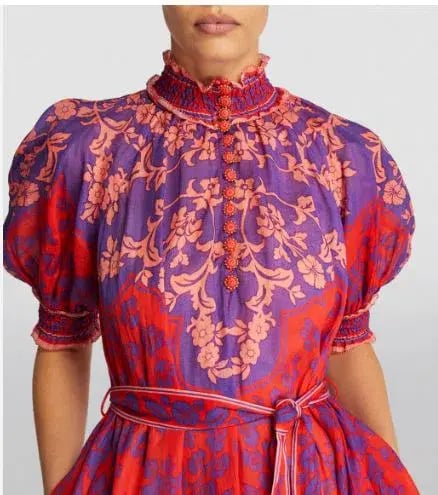 Zimmermann Raie Swing Maxi Dress Purple Red Floral Size AU 12 photo 3