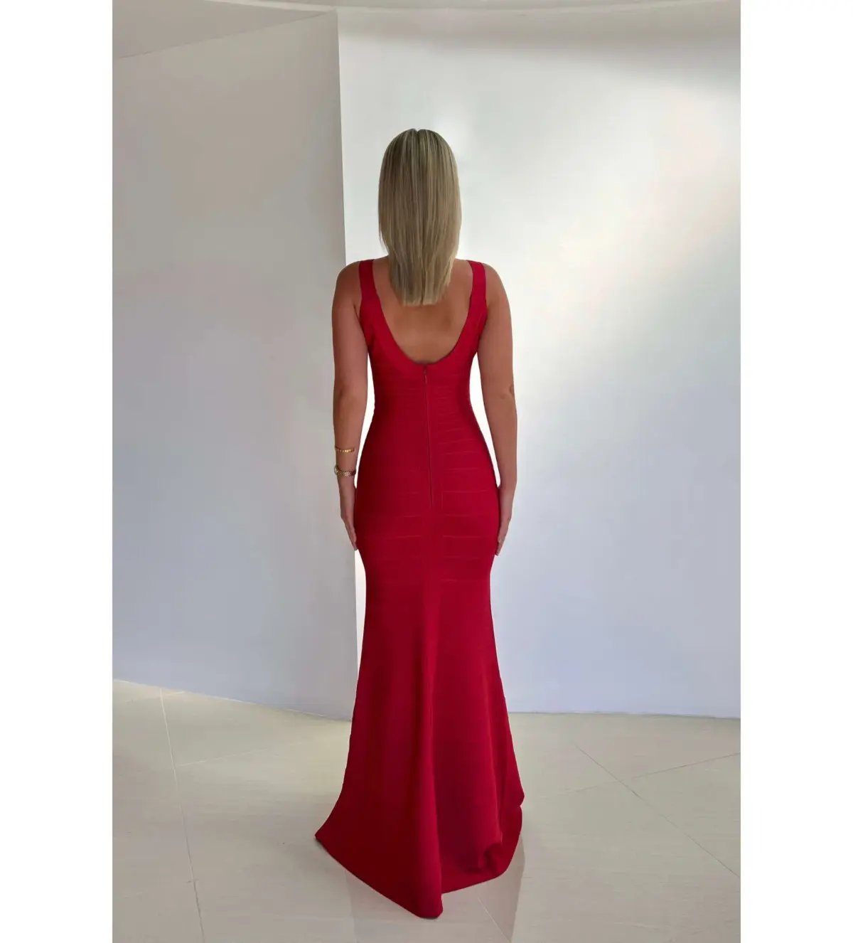 Herve Leger Ellen Bandage Gown Red Size XS/AU 6 photo 2
