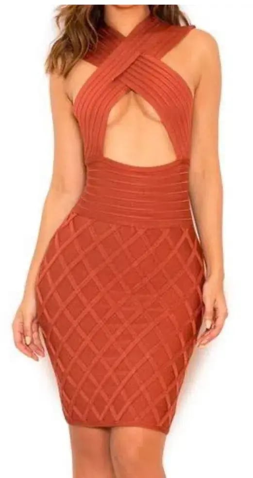 House of CB Liliana Bandage Dress Rust Size XS / AU 6 photo 3