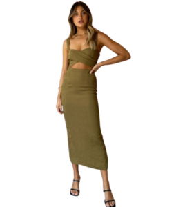 Shona Joy Simone Cross Over Midi Dress - Cumin photo 7