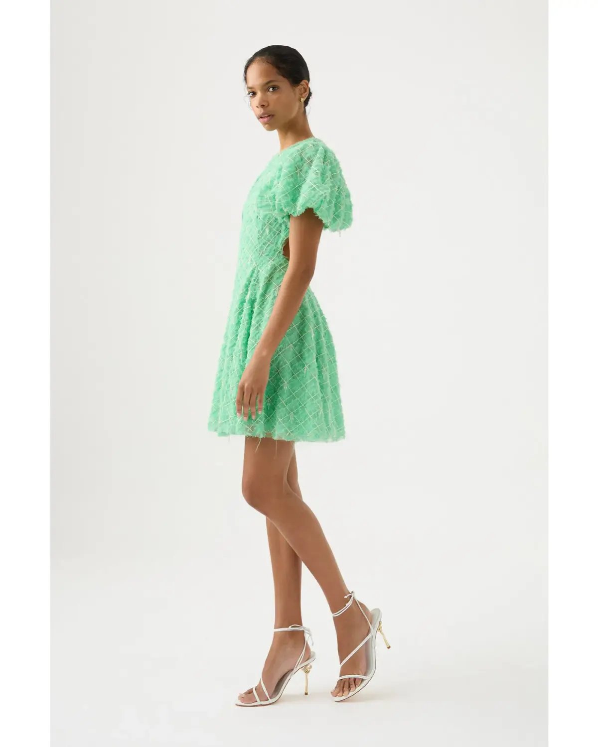 Aje Context Embellished Mini Dress Marine Green Size AU 10 photo 3