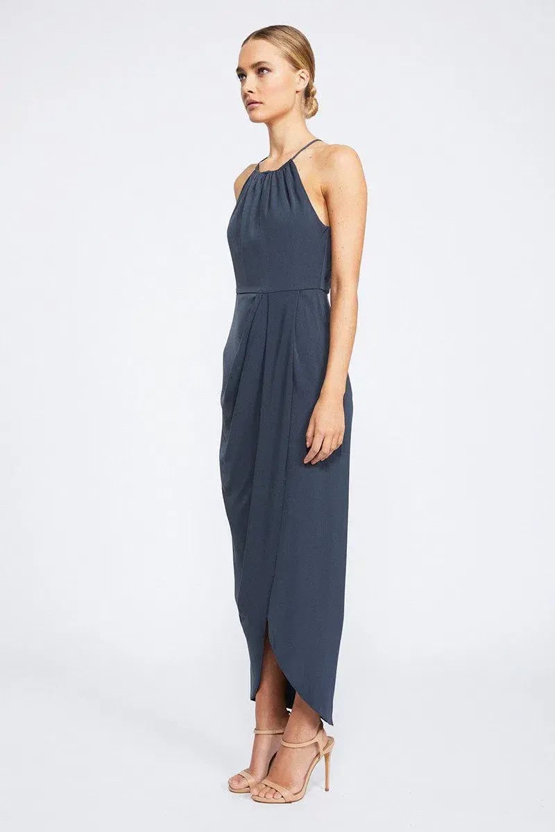 Shona Joy Core High Neck Ruched Dress Grey Size 10 photo 2