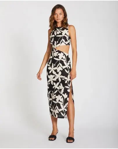 Lover Margot Linen Midi Dress Floral Size 10 photo 2