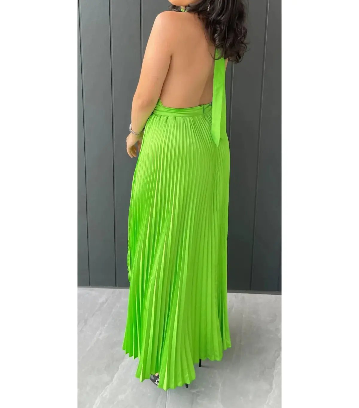L'Idee Renaissance Split Maxi Gown Neon Lime Green Size AU 6 photo 3