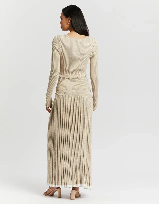 Christopher Esber Deconstruct Long Sleeve Knit Dress Cream Size 6 photo 3